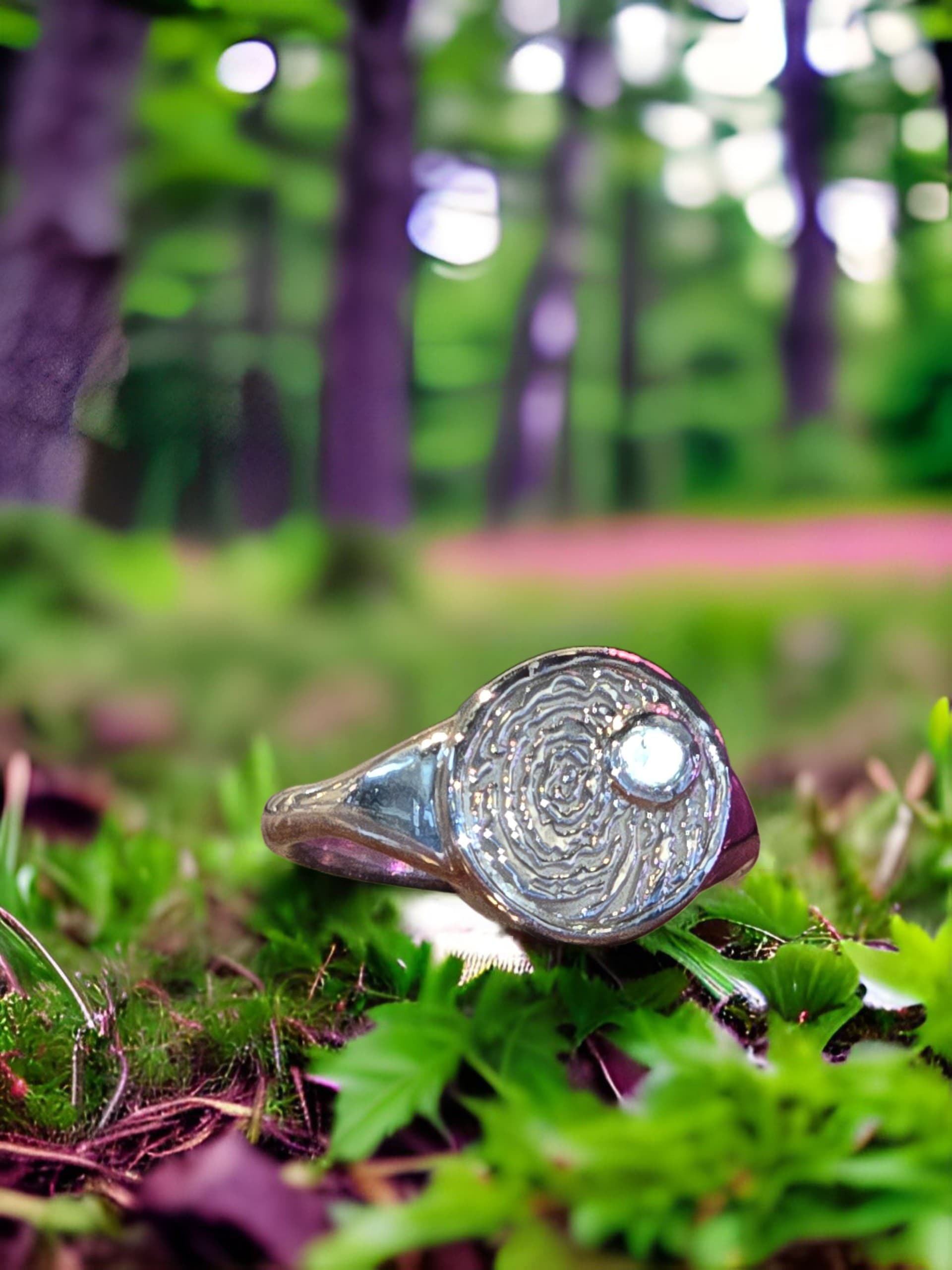 Cremation Fingerprint Ring with Ashes by Moss Creek Art
