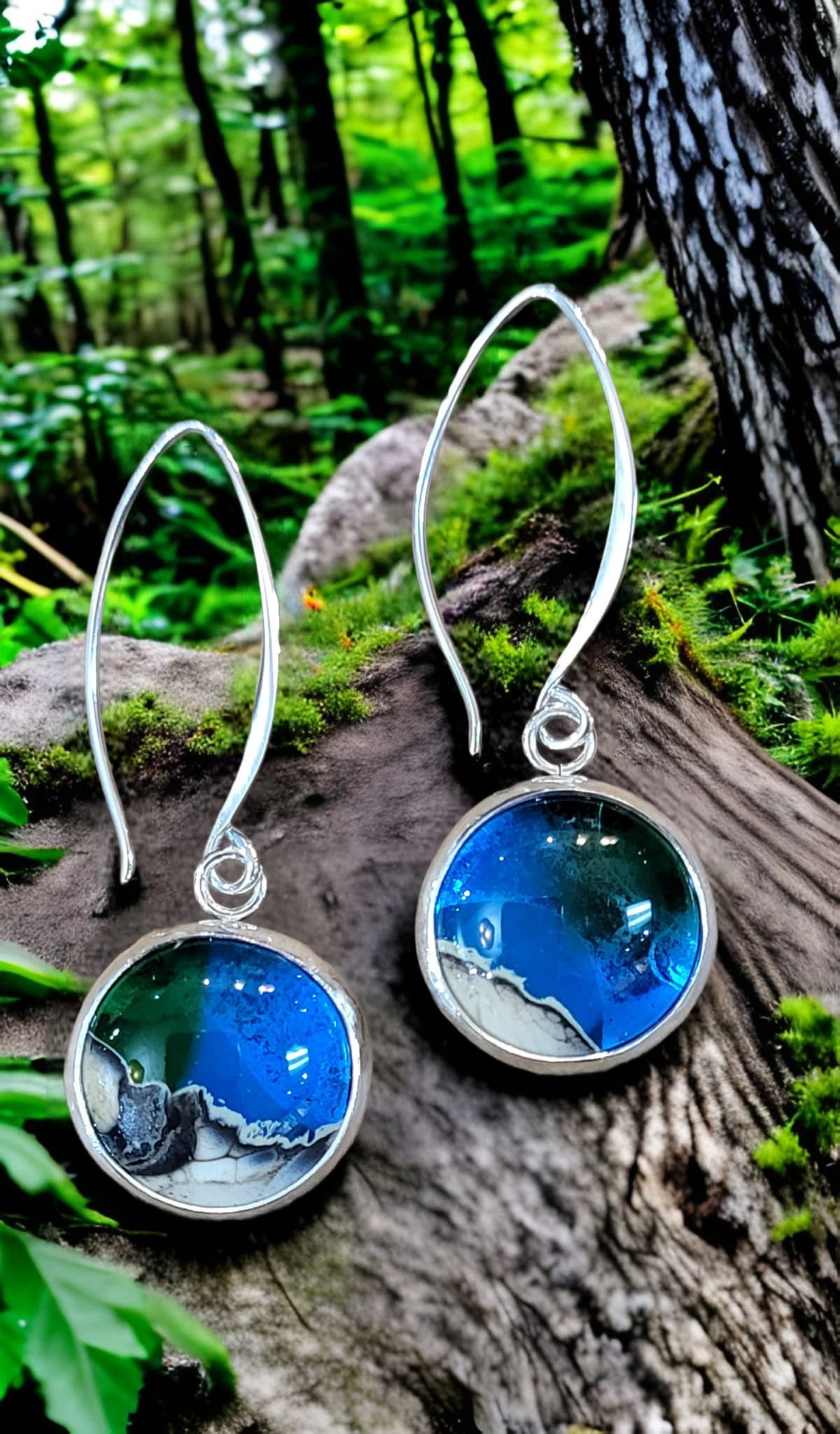 Cremation Ocean Earrings - Long Earwire by Moss Creek Art