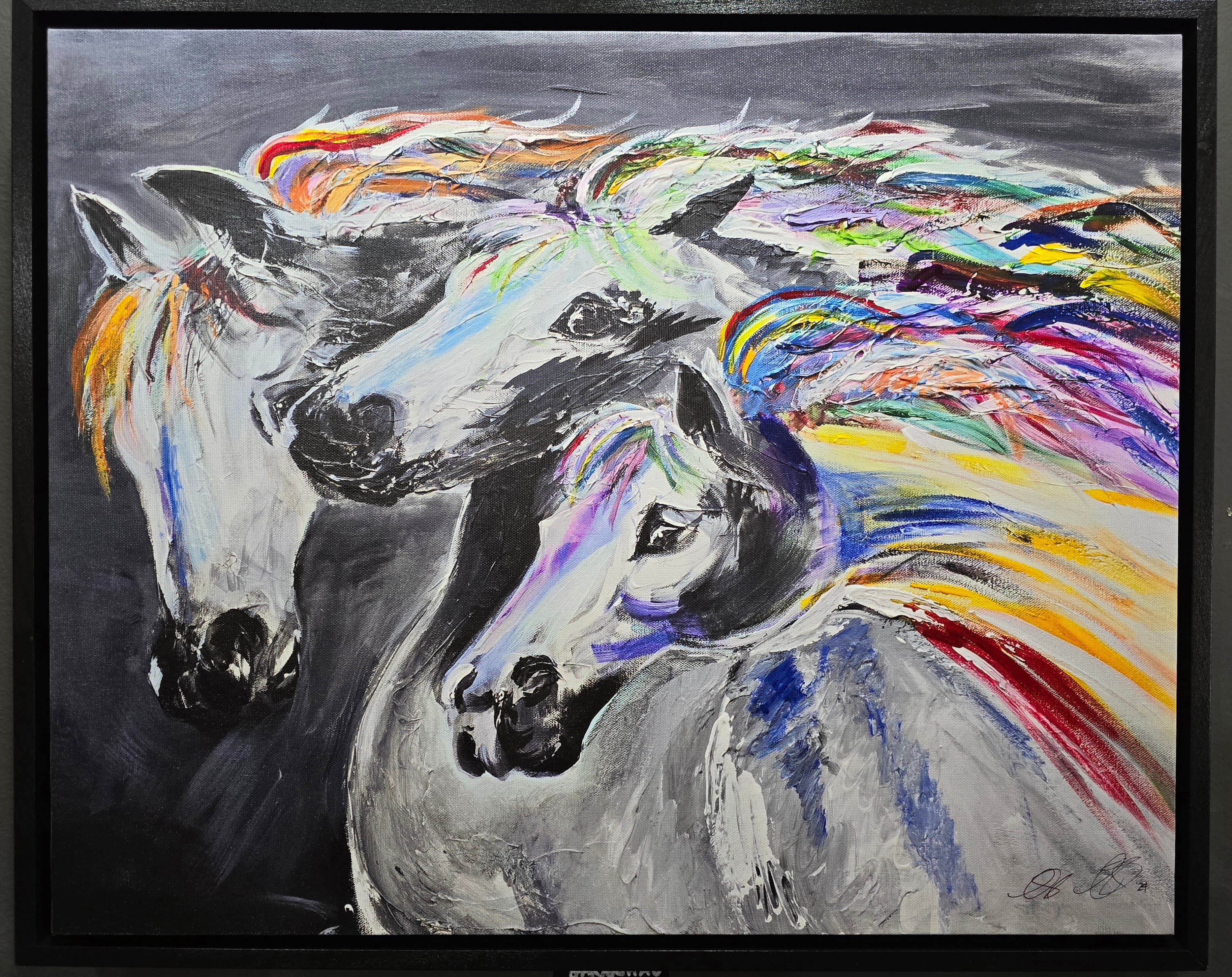 Garanhao 3 Horses Framed Floating Canvas by Moss Creek Art