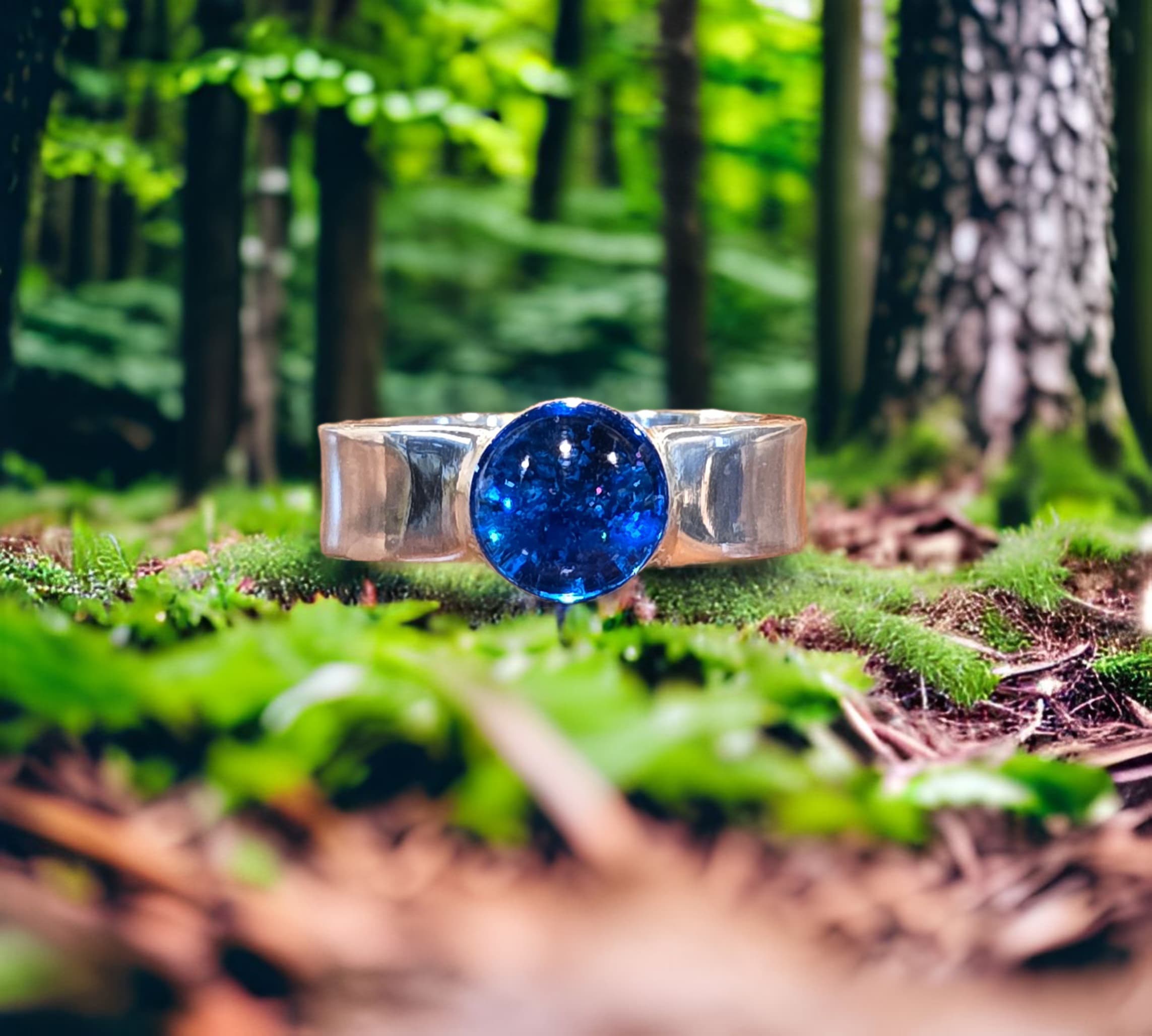 Blue Sterling Ring by Moss Creek Art
