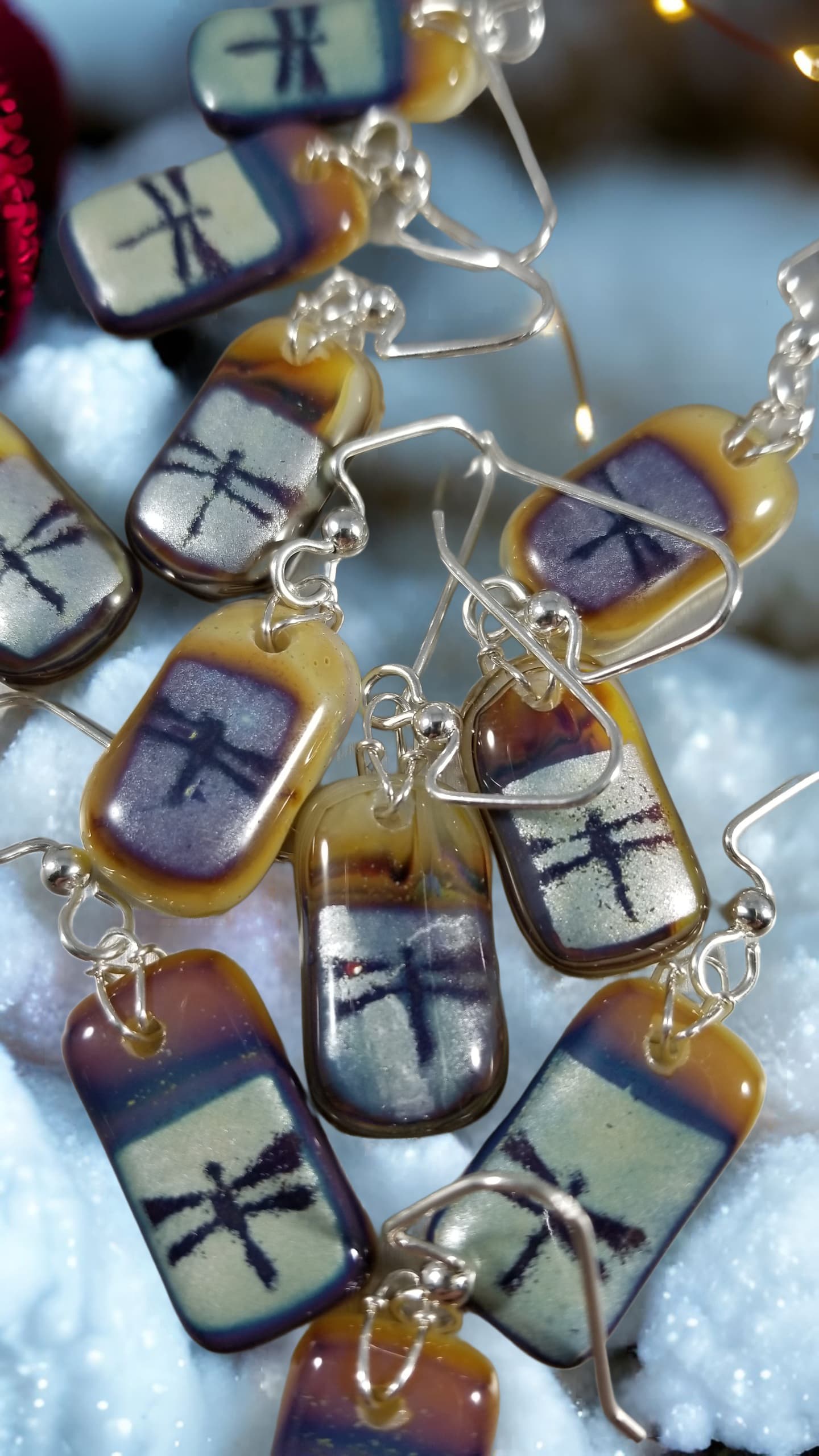 Dragonfly Kiln Fired Earrings by Moss Creek Art