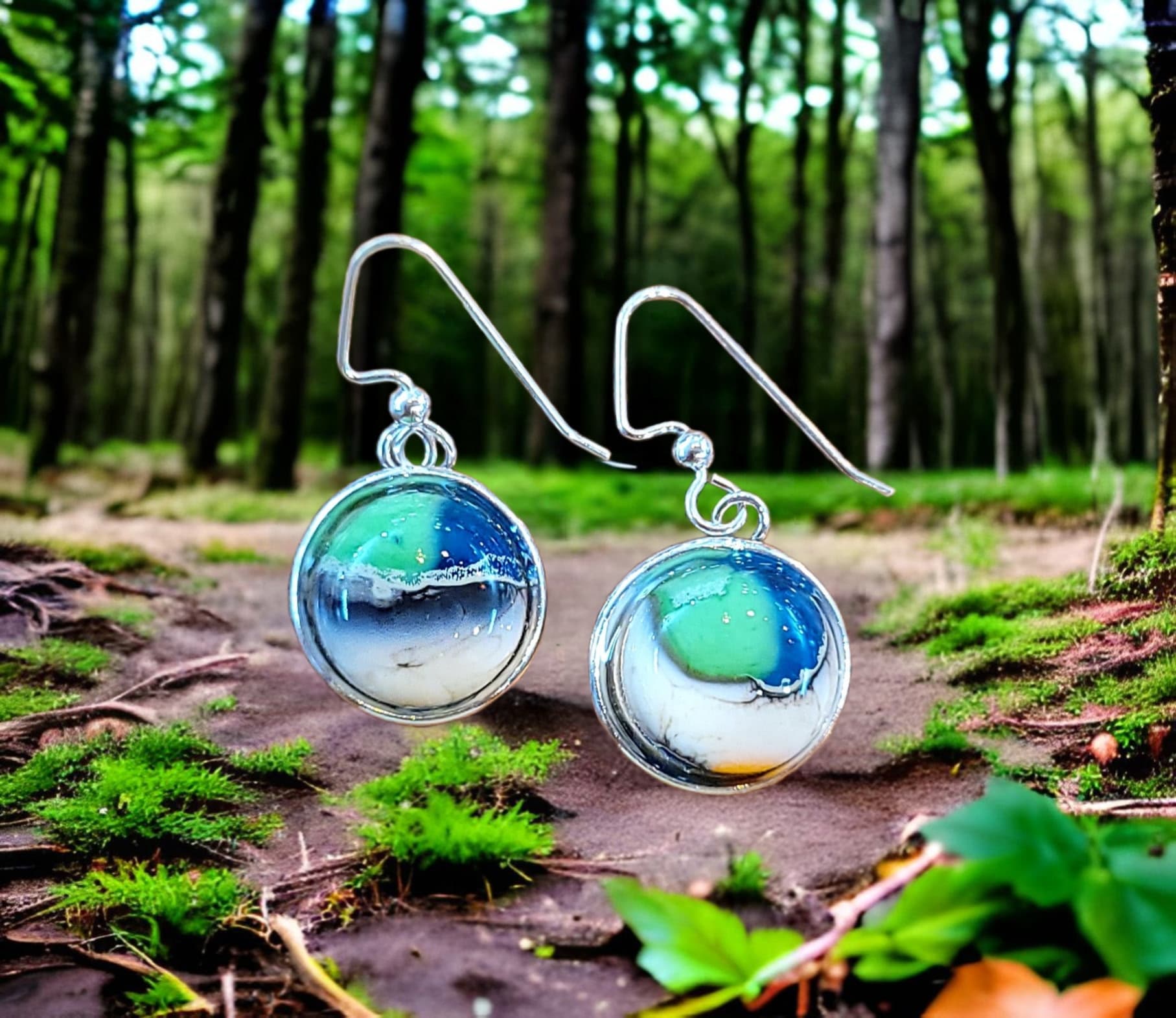 Cremation Ocean Earrings - Short Earwire by Moss Creek Art