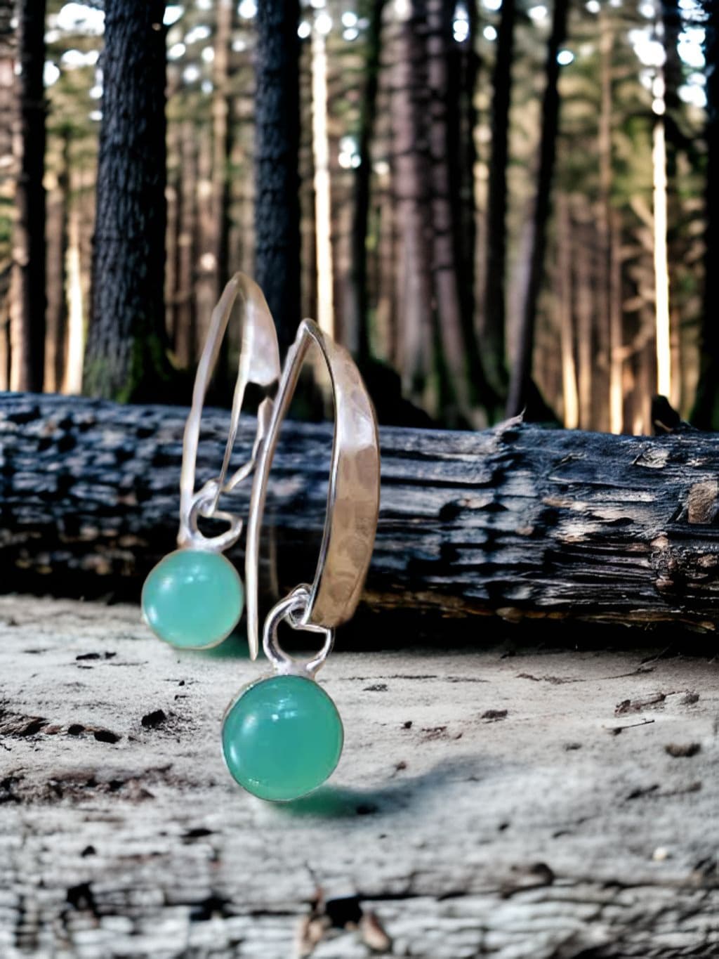 Chrysoprase Stering Earrings by Moss Creek Art