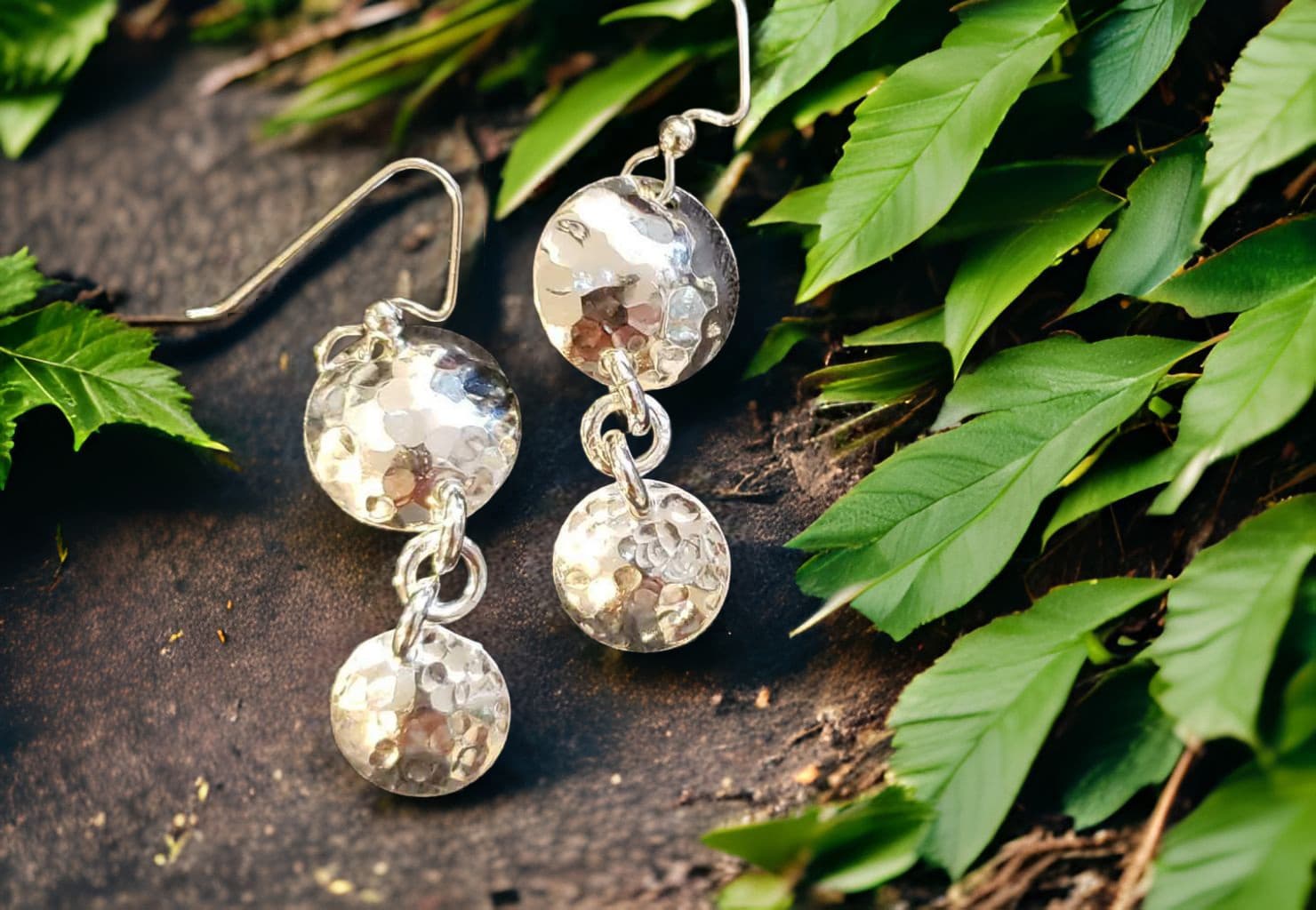 Two Hammered Dome Earring by Moss Creek Art