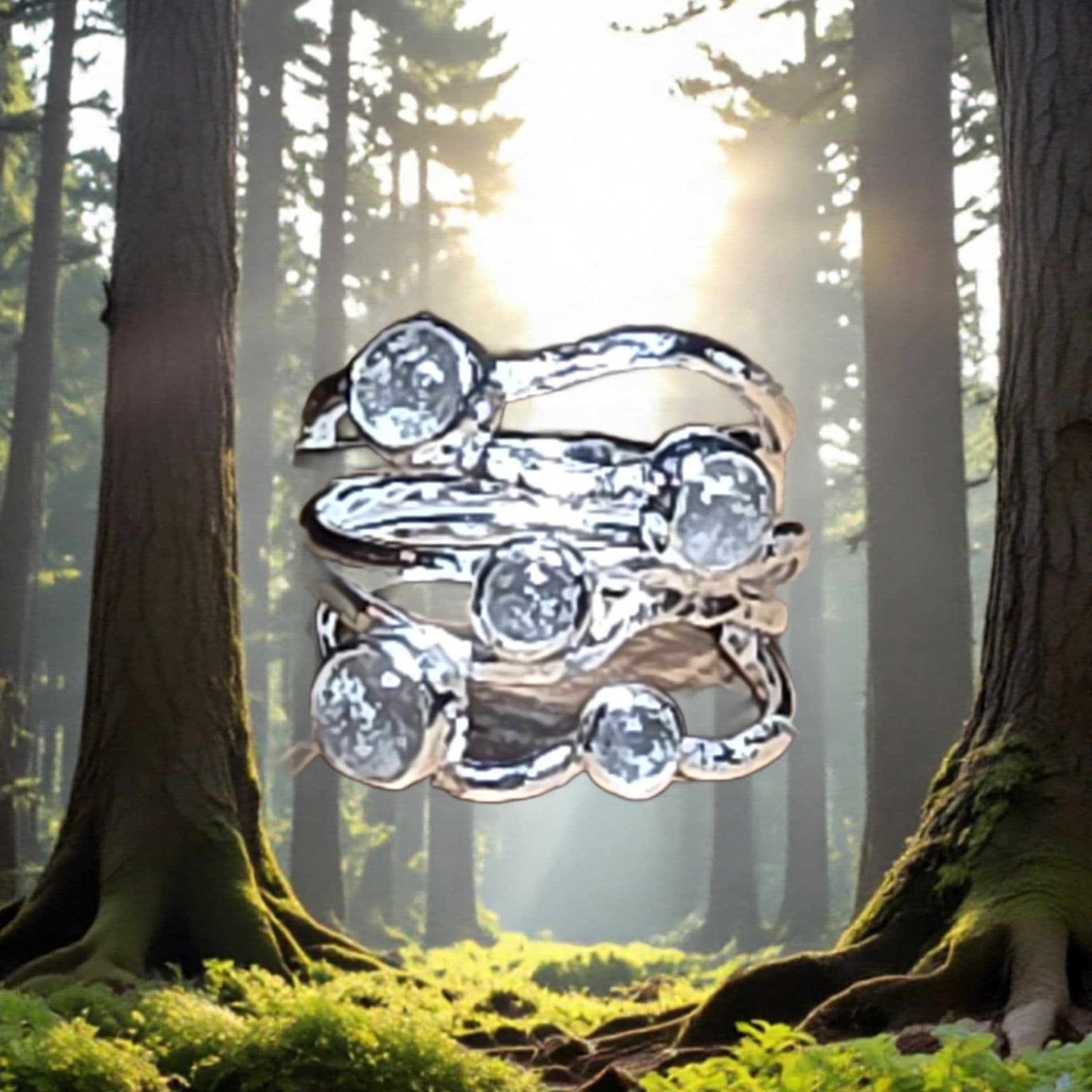 5 Stone Abstract Ring by Moss Creek Art