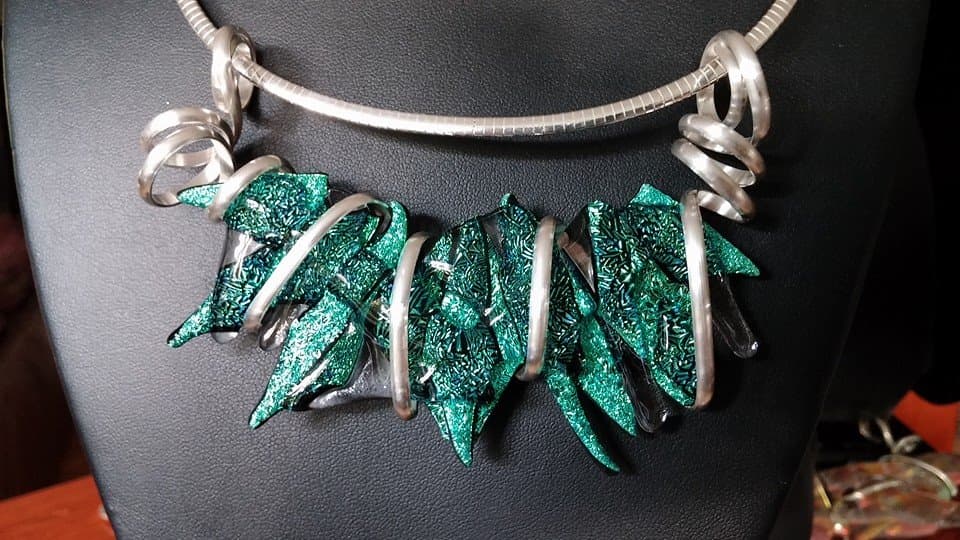 Pendant Kiln Fired Wrapped in Sterling by Moss Creek Art