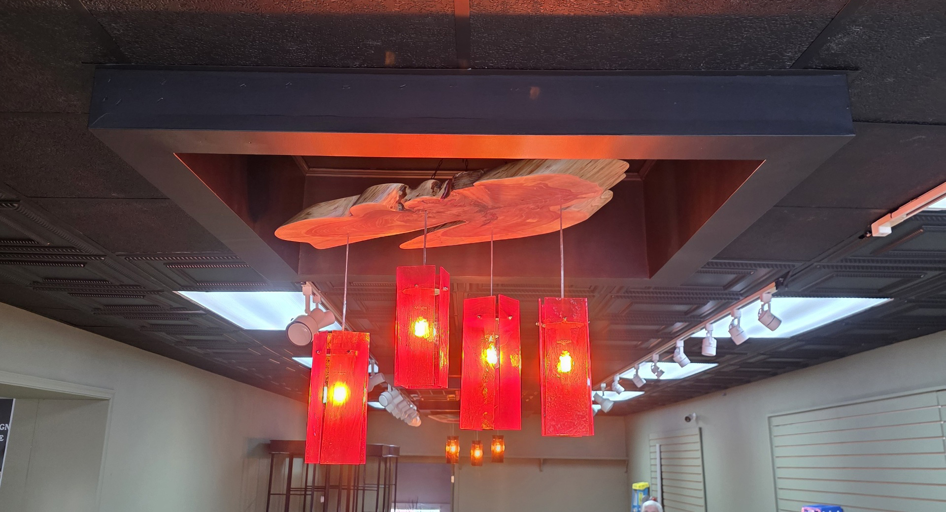 Moss Creek Art custom work: 4 pendant cedar light