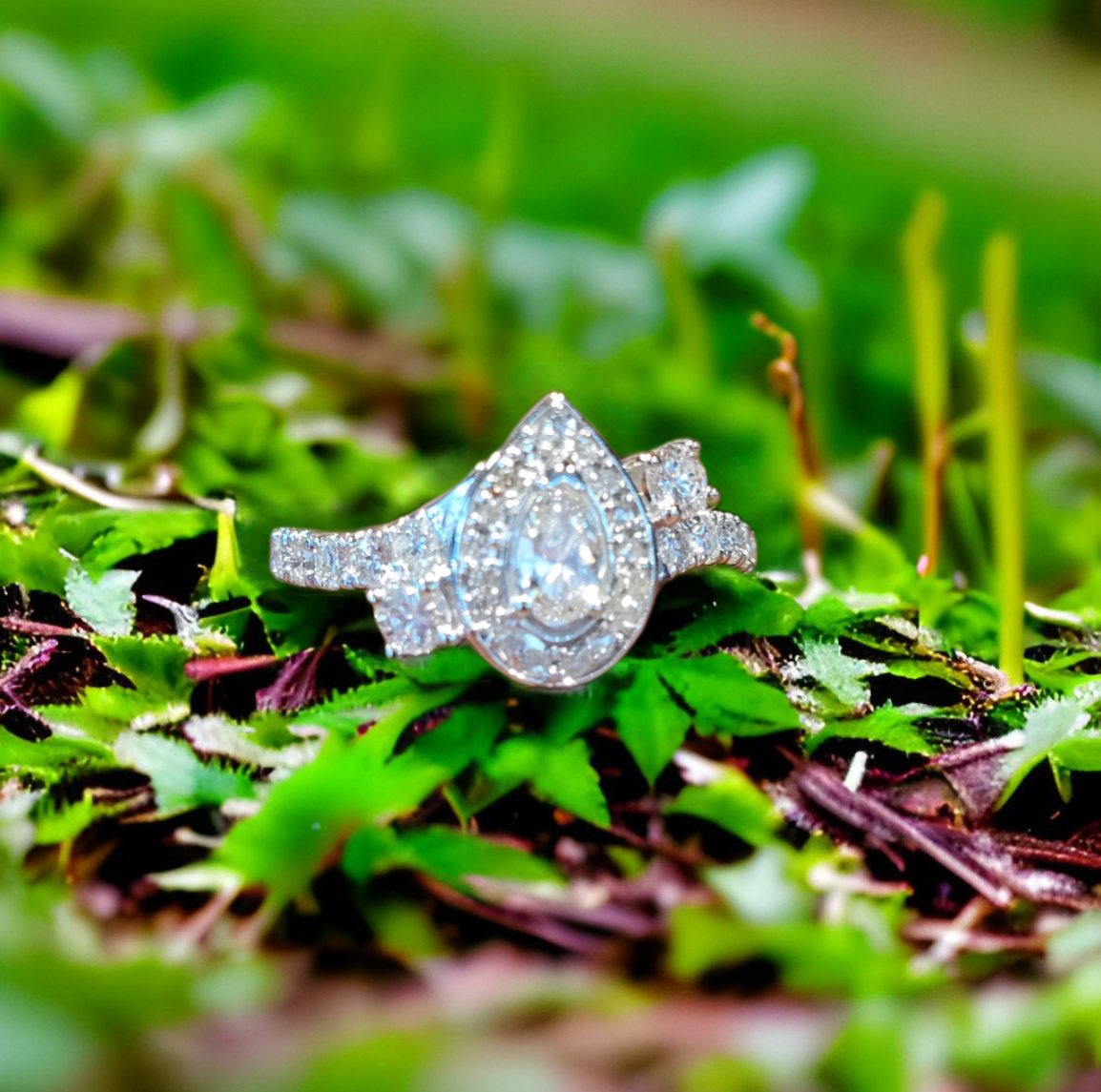 Moss Creek Art custom work: Pear Diamond Ring PD