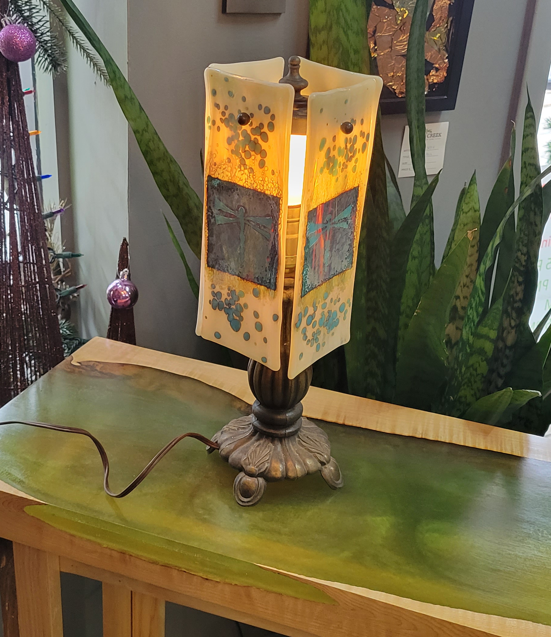 Moss Creek Art custom work: dragonfly lamp