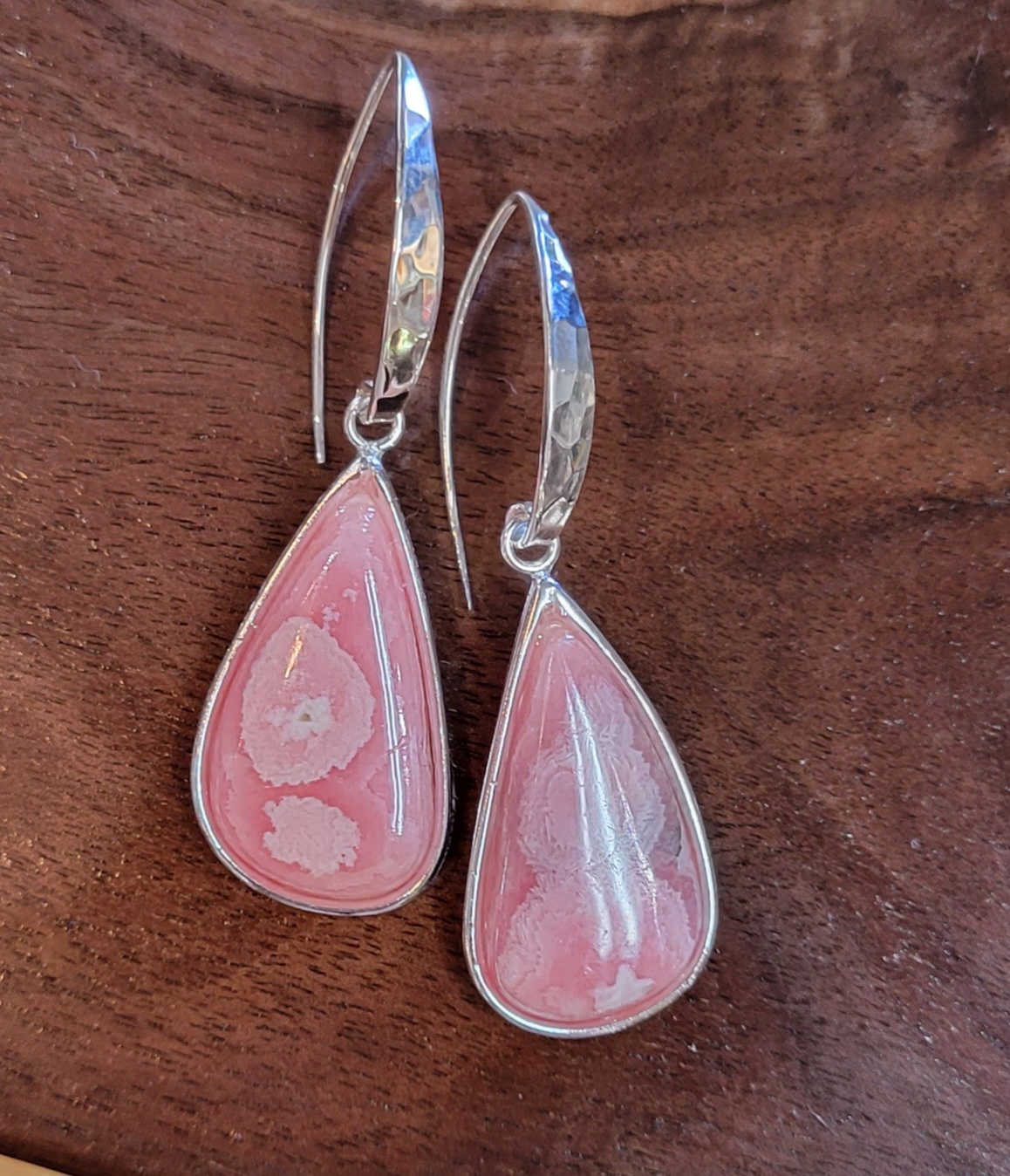 Moss Creek Art custom work: Rhodochrosite earrings