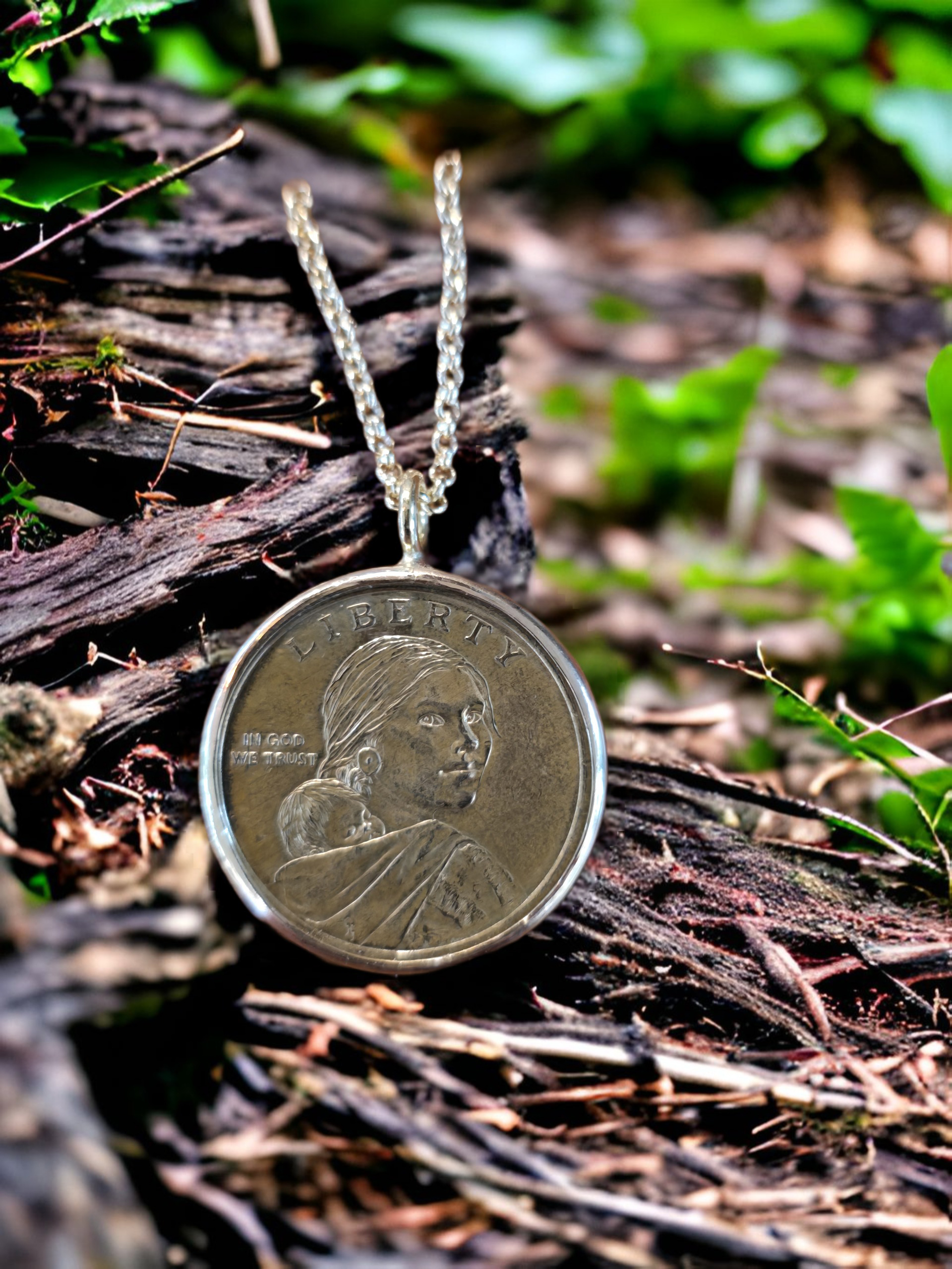 Moss Creek Art custom work: coin pic necklace