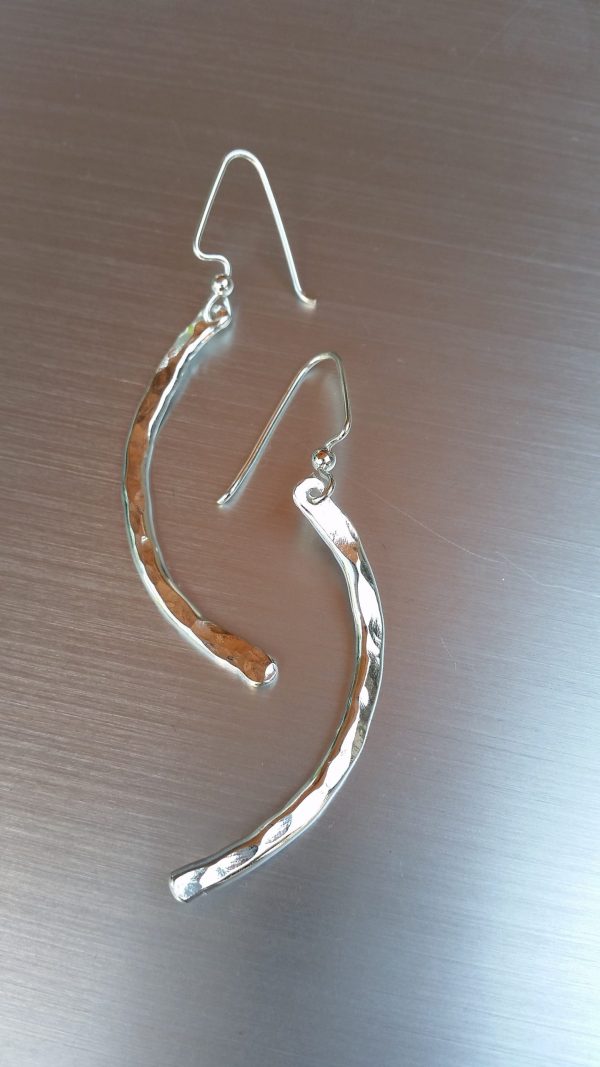 Earrings Hammered Long Bar Curved .925 – Moss Creek Art